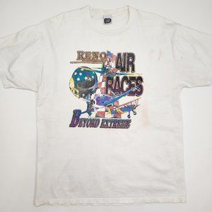 Vintage 90's Reno Air Show Tee Nevada Extreme Air Plane Races Graphic Tee Shirt